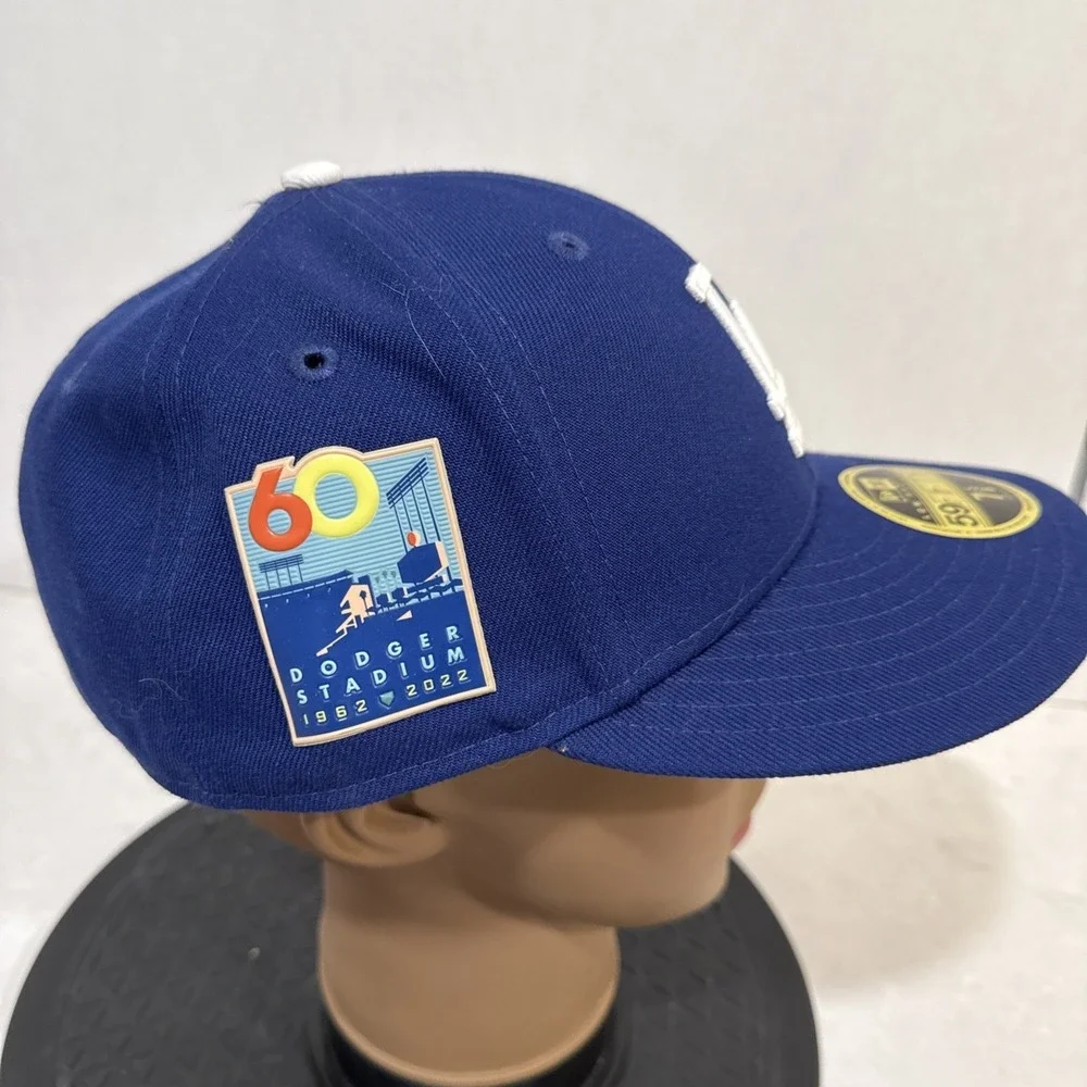 Dodgers 60th Anniversary Of Dodger Stadium Patch Hat Cap NAVY/WHITE  7 5/8  NEW